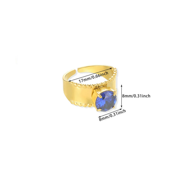 Women's Stainless Steel Pearl Zircon Geometric Exaggerated Open Flower Ring Electroplated