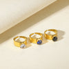 Women's Stainless Steel Pearl Zircon Geometric Exaggerated Open Flower Ring Electroplated