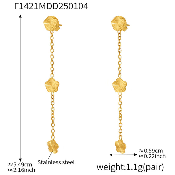 Women's 316L Stainless Steel Plant Flowers Tassel Earrings With Pvd Plating Fashion Jewelry