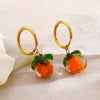 Women's Stainless Steel Pumpkin Pendant Necklace And Earrings Jewelry Set Sweet Simple Fruit Style Electroplated O Chain Accessory Set