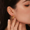 Women's Stainless Steel Pvd Plated Geometric C Shaped Diamond Earrings