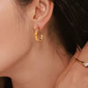 Women's Stainless Steel Pvd Plated Geometric C Shaped Diamond Earrings