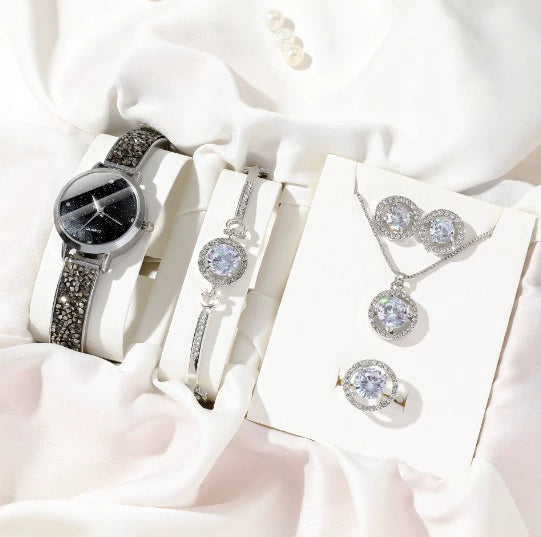 Women's Stainless Steel Quartz Watch With Round Dial And Spiral Crown Leisure Style