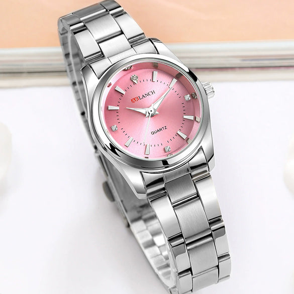 Women's Stainless Steel Quartz Waterproof Round Watch With Leisure Style