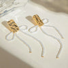 Women's Stainless Steel Rectangular Hammering Pattern Bowshaped Animal Zodiac Electroplated Earrings Jewelry