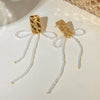 Women's Stainless Steel Rectangular Hammering Pattern Bowshaped Animal Zodiac Electroplated Earrings Jewelry
