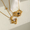 Women's Stainless Steel Reindeer Heart Pendant Necklace With Pvd Vacuum Gold Plating And Lobster Clasp Gift Box