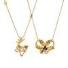 Women's Stainless Steel Reindeer Heart Pendant Necklace With Pvd Vacuum Gold Plating And Lobster Clasp Gift Box