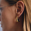 Women's Stainless Steel Resin Cshaped Hoop Earrings With Geometric Design And Electroplated Finish