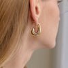 Women's Stainless Steel Resin Cshaped Hoop Earrings With Geometric Design And Electroplated Finish