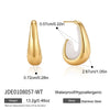 Women's Stainless Steel Resin Cshaped Hoop Earrings With Geometric Design And Electroplated Finish