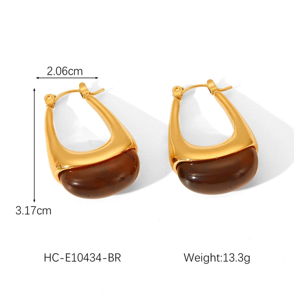 Women's Stainless Steel Resin Dropshaped Electroplated Minimalist Earrings