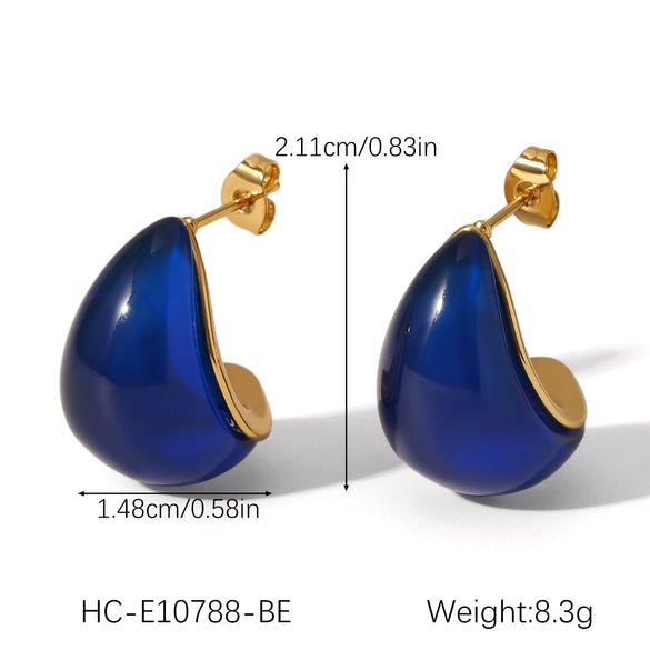 Women's Stainless Steel Resin Dropshaped Electroplated Minimalist Earrings