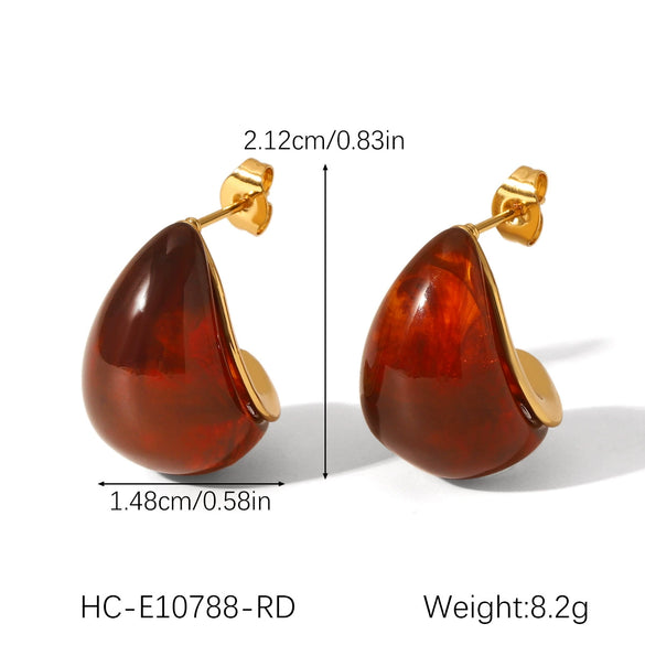 Women's Stainless Steel Resin Dropshaped Electroplated Minimalist Earrings