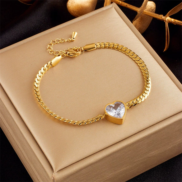Women's Stainless Steel Retro Simple Love Cross Twist Braid Chain Bracelet With Diamond Electroplating