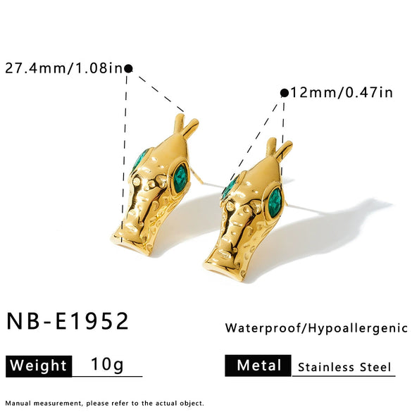 Women's Stainless Steel Ring And Earring Set With 18K Vacuum Plating And Simple Geometric Design
