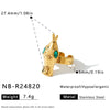 Women's Stainless Steel Ring And Earring Set With 18K Vacuum Plating And Simple Geometric Design