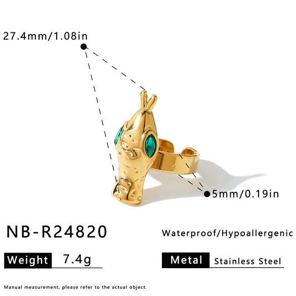 Women's Stainless Steel Ring And Earring Set With 18K Vacuum Plating And Simple Geometric Design
