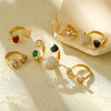 Women's Stainless Steel Ring Light Luxury Opening Adjustable Heart Shape Doublelayer Diamond Inlaid Zircon Electroplated