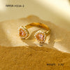 Women's Stainless Steel Ring Light Luxury Opening Adjustable Heart Shape Doublelayer Diamond Inlaid Zircon Electroplated