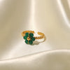 Women's Stainless Steel Ring Set With Precious Stones Geometric Sunflower Green Natural Stone Adjustable