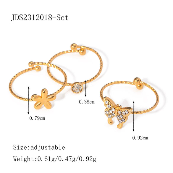 Women's Stainless Steel Ring Suit With Small Flower And Love Shapes Geometric Pattern Electroplated