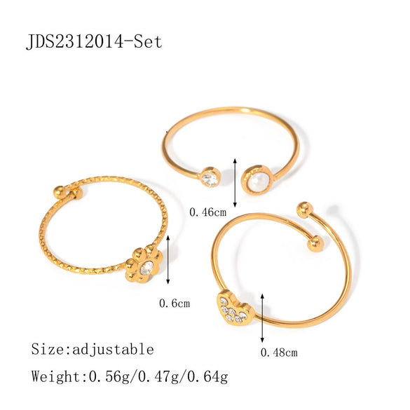 Women's Stainless Steel Ring Suit With Small Flower And Love Shapes Geometric Pattern Electroplated