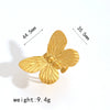 Women's Stainless Steel Ring With Butterfly Flower Geometric Design And Electroplating Highend Style