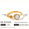 Women's Stainless Steel Ring With Cat's Eye Stone Heart Design Zircon Inlay And 18K Vacuum Electroplated Finish