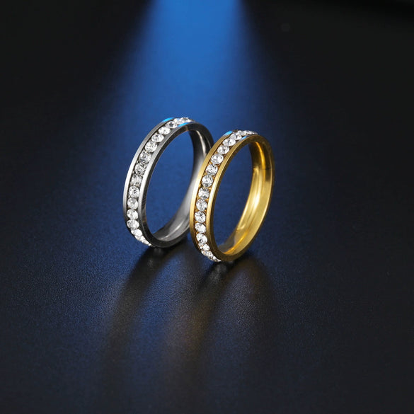Women's Stainless Steel Ring With Diamond Electroplated Ins Style Jewelry Wholesale