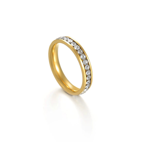 Women's Stainless Steel Ring With Diamond Electroplated Ins Style Jewelry Wholesale