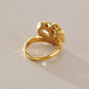 Women's Stainless Steel Ring With Irregular Hammered Texture And Geometric Design Pvd Vacuum Gold Plated Hypoallergenic Jewelry
