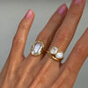 Women's Stainless Steel Ring With Irregular Hammered Texture And Geometric Design Pvd Vacuum Gold Plated Hypoallergenic Jewelry