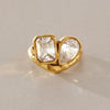 Women's Stainless Steel Ring With Irregular Hammered Texture And Geometric Design Pvd Vacuum Gold Plated Hypoallergenic Jewelry