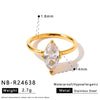 Women's Stainless Steel Ring With 18K Gold Vacuum Plating Square Drop Geometric Design And Zircon Rhinestone Inlay