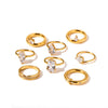 Women's Stainless Steel Ring With 18K Gold Vacuum Plating Square Drop Geometric Design And Zircon Rhinestone Inlay