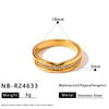 Women's Stainless Steel Ring With 18K Gold Vacuum Plating Square Drop Geometric Design And Zircon Rhinestone Inlay
