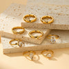 Women's Stainless Steel Ring With 18K Gold Vacuum Plating Square Drop Geometric Design And Zircon Rhinestone Inlay
