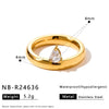 Women's Stainless Steel Ring With 18K Gold Vacuum Plating Square Drop Geometric Design And Zircon Rhinestone Inlay