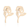 Women's Stainless Steel Rose Flower Necklace And Earrings Jewelry Set With Electroplated Finish Wholesale Fashion Accessory Set