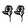 Women's Stainless Steel Rose Flower Stud Earrings With Electroplated Finish And Simple Floral Design