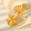 Women's Stainless Steel Rotating Blade Earrings With Geometric And Flower Patterns Electroplated