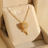 Women's Stainless Steel Rotating Sunflower Pendant Necklace With Mixed Gemstone Setting And Electroplating