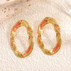 Women's Stainless Steel Round Geometric Stud Earrings With Enamel Lava Texture Vintage Minimalist Fashion Jewelry Wholesale