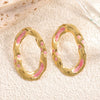 Women's Stainless Steel Round Geometric Stud Earrings With Enamel Lava Texture Vintage Minimalist Fashion Jewelry Wholesale