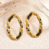 Women's Stainless Steel Round Geometric Stud Earrings With Enamel Lava Texture Vintage Minimalist Fashion Jewelry Wholesale