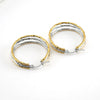 Women's Stainless Steel Round Geometric Twocolor Buckle Electroplated Earrings