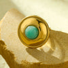 Women's Stainless Steel Round Light Luxury Style Ring With Electroplating And Natural Stone