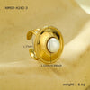 Women's Stainless Steel Round Light Luxury Style Ring With Electroplating And Natural Stone