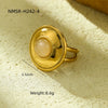 Women's Stainless Steel Round Light Luxury Style Ring With Electroplating And Natural Stone